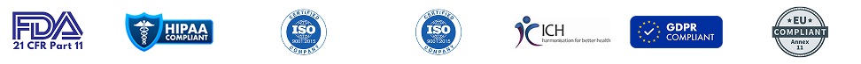 Clinion’s adherence to global regulatory standards including FDA 21 CFR Part 11, HIPAA, ISO 9001:2015, ISO 27001:2013, ICH, GDPR, and EU Annex 11.