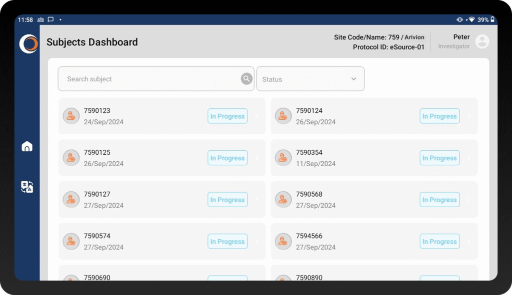 Direct Data Capture dashboard for faster clinical trials